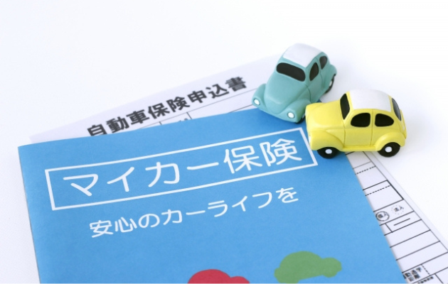 賠償金額を確認するための保険の冊子と申込書の写真